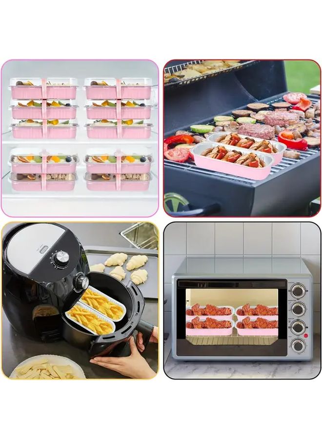 Pink Mini Baking Pan Set With Lids And Spoons 100pcs Rectangular Aluminum Foil Pans 6 8oz - Image 5